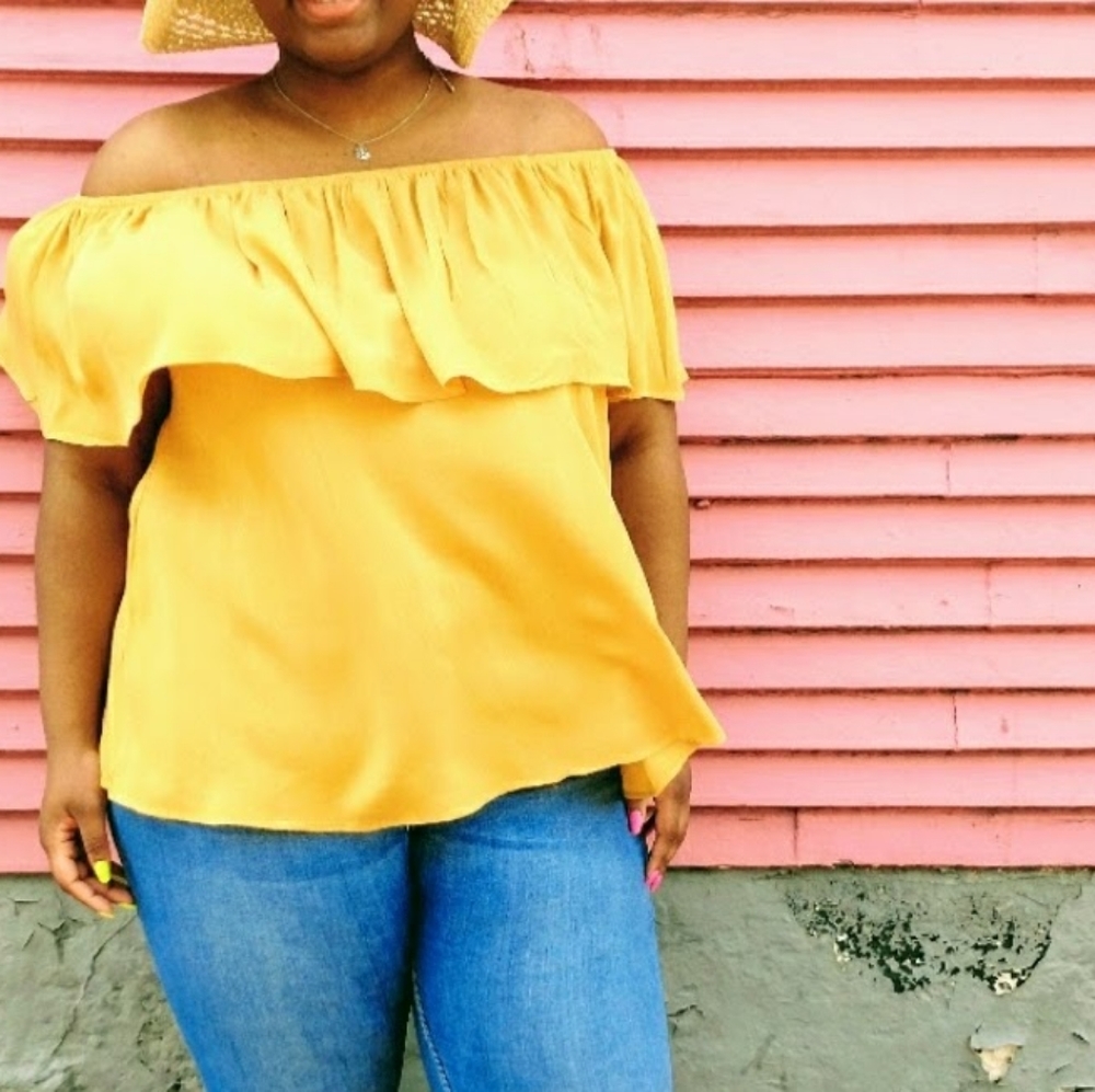 Yellow Off the Shoulder Top